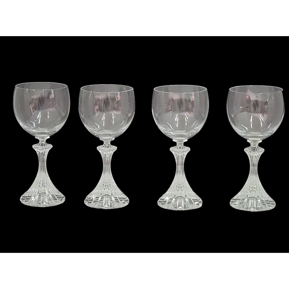 Set of 4 Mikasa THE RITZ Crystal Wine Glasses Goblets w/Textured Base 6 1/2"
